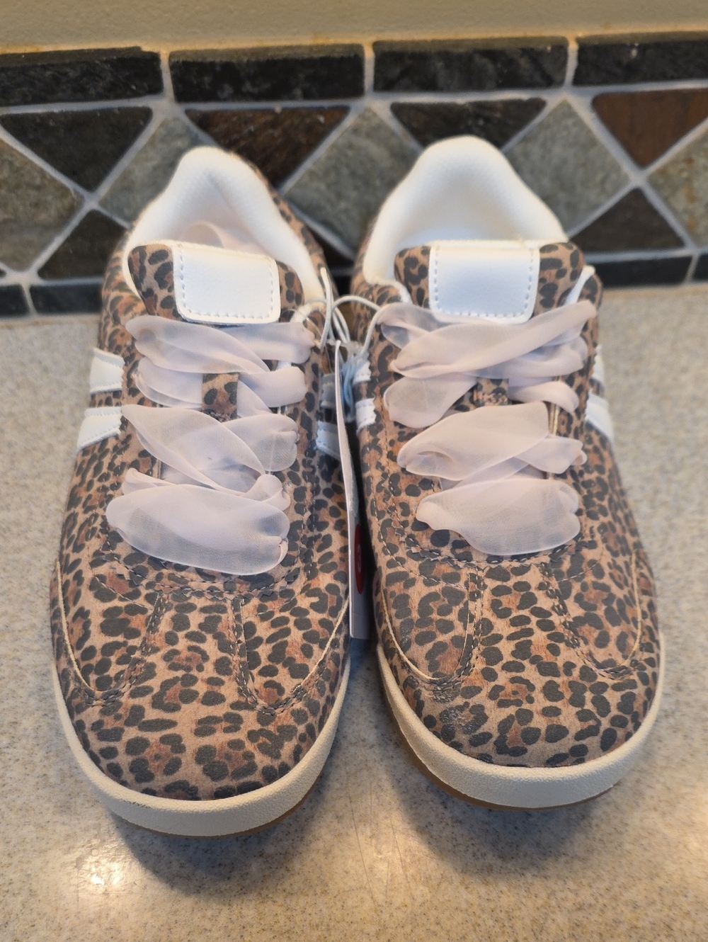 Cat & Jack Girls' Leopard Print Sneakers with White Trim